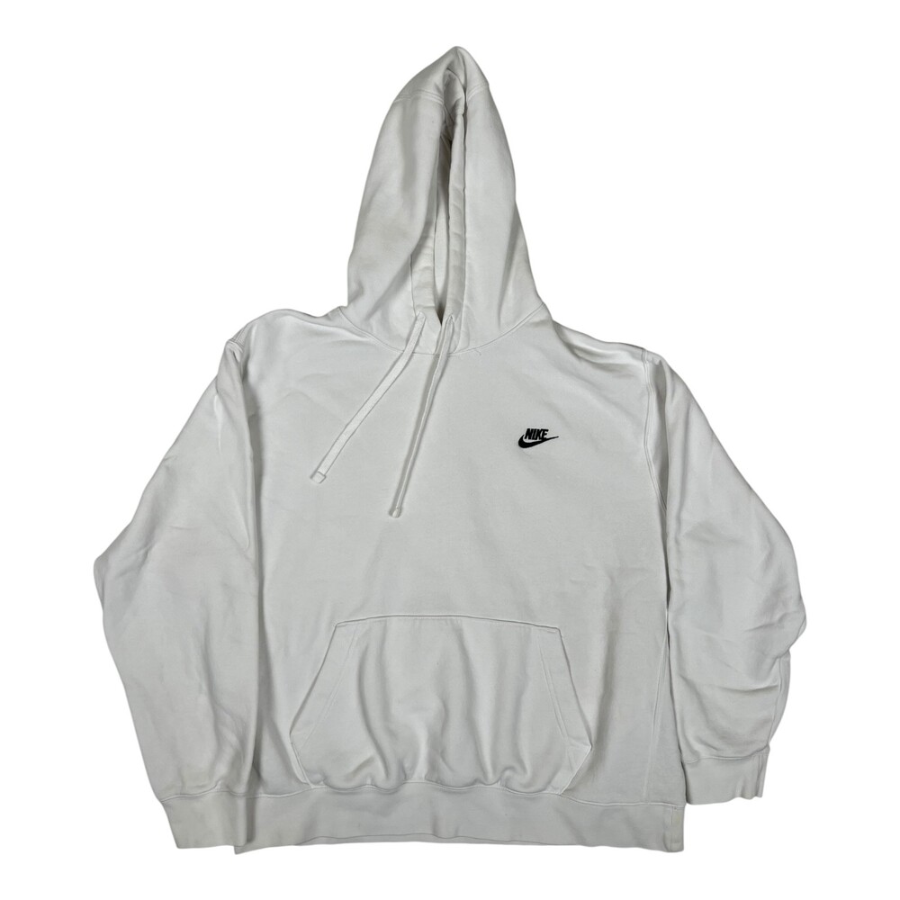 Vintage Nike White Pullover Hoodie Sweatshirt Size XL Y2K Embroidered Swoosh